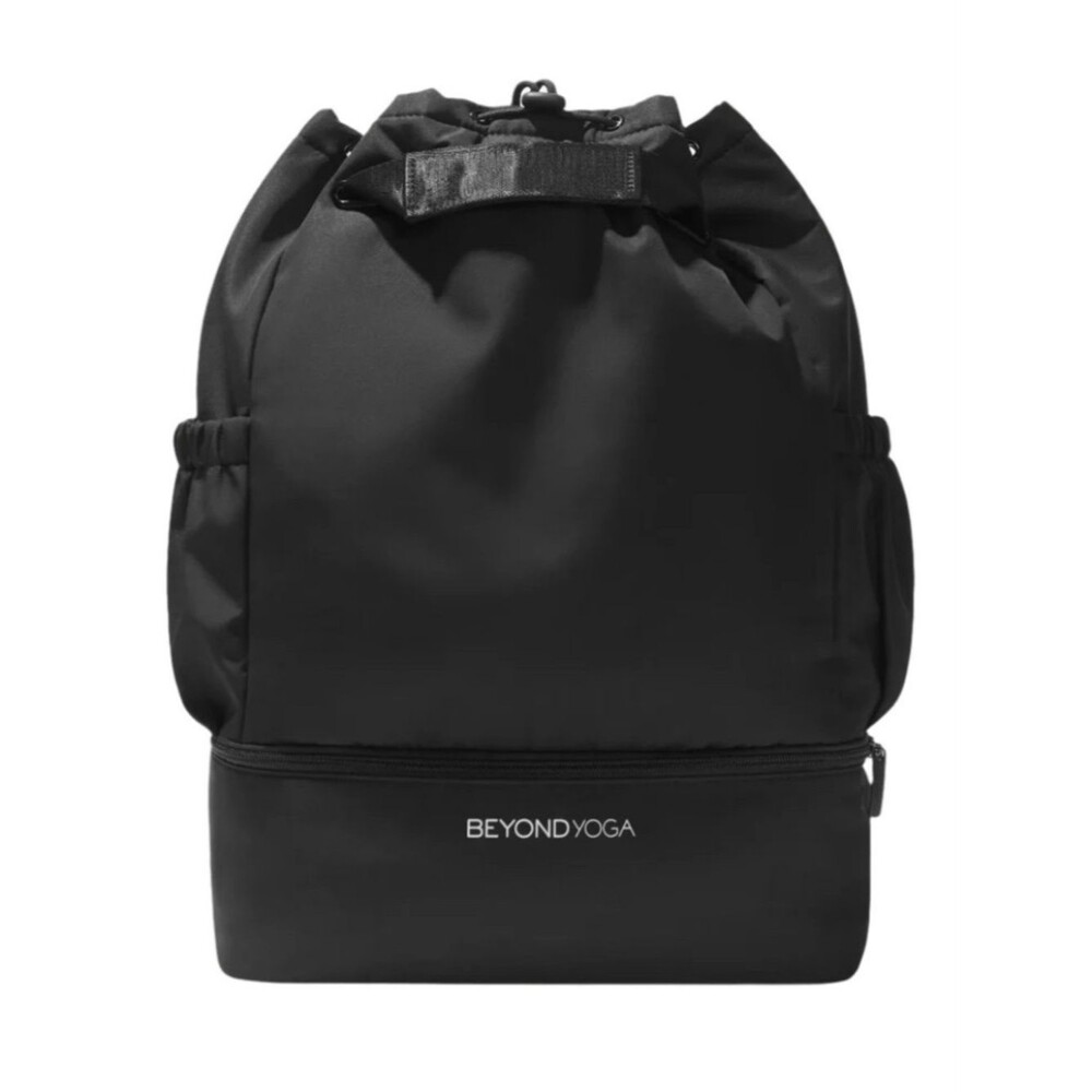 BEYOND YOGA Black Convertible Gym Bag Backpack Drawstring Tote Shoe Compartment